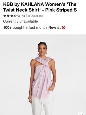 Target KBB by KAHLANA Pink Striped Twist Neck Top